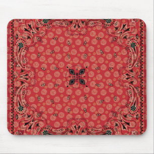 Western Paisley Red Bandanna Print  Mouse Mat