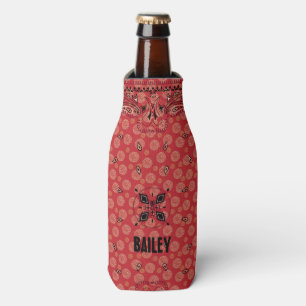 Western Paisley Red Bandanna Print Personalised Bottle Cooler