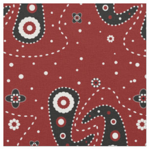Western Paisley Red Black Fabric