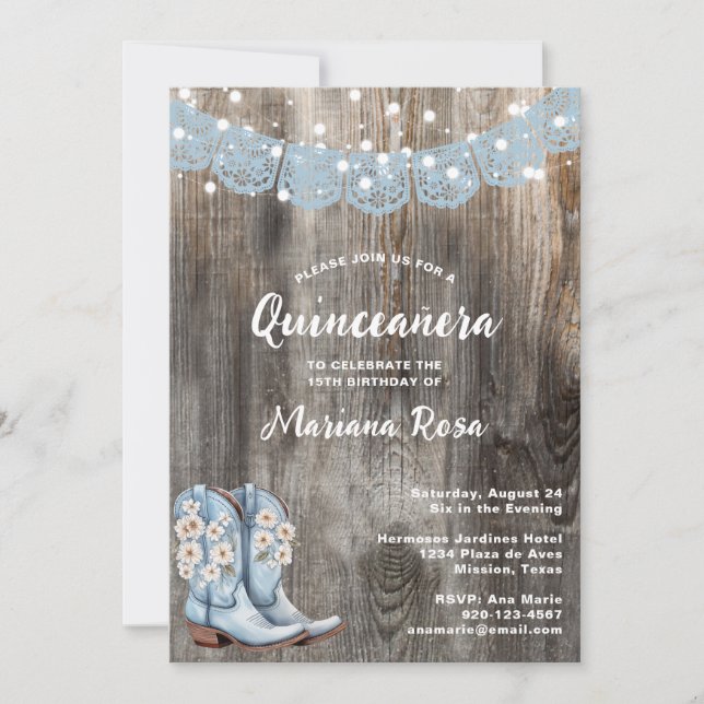 Western Papel Picado Quinceanera Birthday Party Invitation (Front)