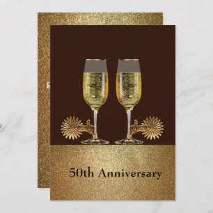 Western Party Champagne And Cowboy Hat Custom Invitation