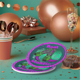 Western Party Cowboy Boot Scootin"  Dance Purple Paper Plate