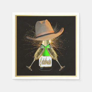 Western Party Cowboy Hat Champagne Frieworks Napkin