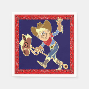 Western Party Cowboy Kid On Stick Horse Napkin