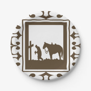 Western Party Cowboy Prayer Paper Plates