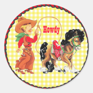 Western Party Cowboy With Rope and Horse Sticker