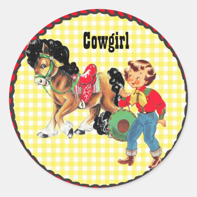 Western Party Cowgirl With Horse Sticker (Front)