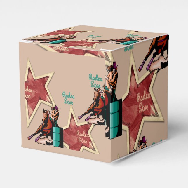 Western Party Favour Box Rodeo Barrel Racing (Front Side)
