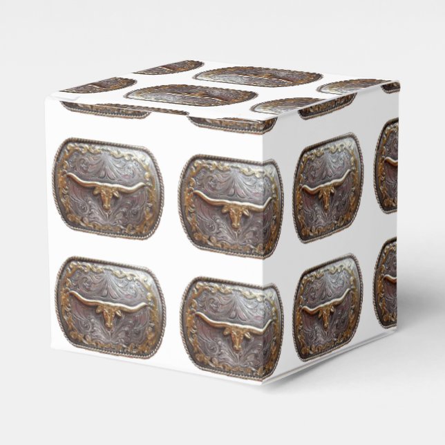 Western Party Favour Or Gift Box Texas Longhorn (Front Side)