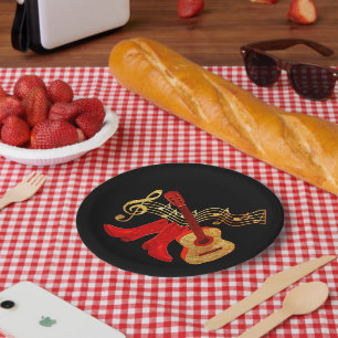Western Party Guitar And Red Cowboy Boots Plates
