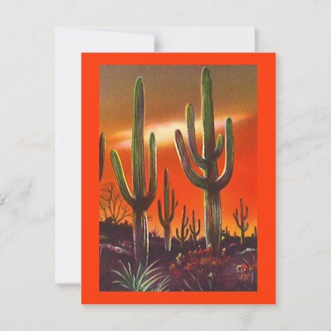WESTERN PARTY INVITATION SW SUNSET SAGUARO CACTUS (Front)
