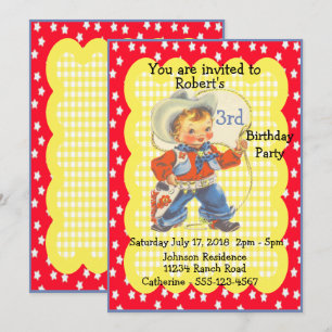Western Party Little Cowboy Birthday Invitation