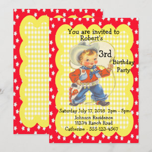 Western Party Little Cowboy Birthday Invitation