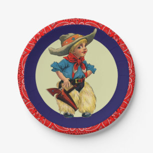 Western Party Little Cowboy Wooley Chaps Bandanna Paper Plate