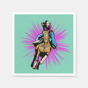 Western Party Napkins Cowgirl On Horse
