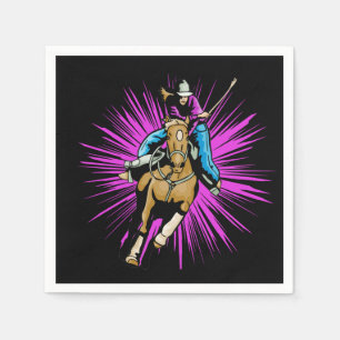 Western Party Napkins Cowgirl On Horse