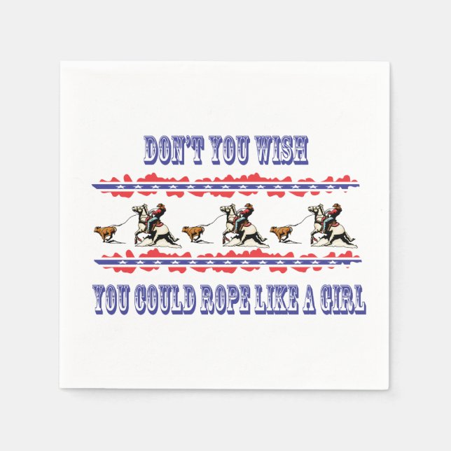 Western Party Napkins Rodeo Cowgirl Calf Roping (Front)