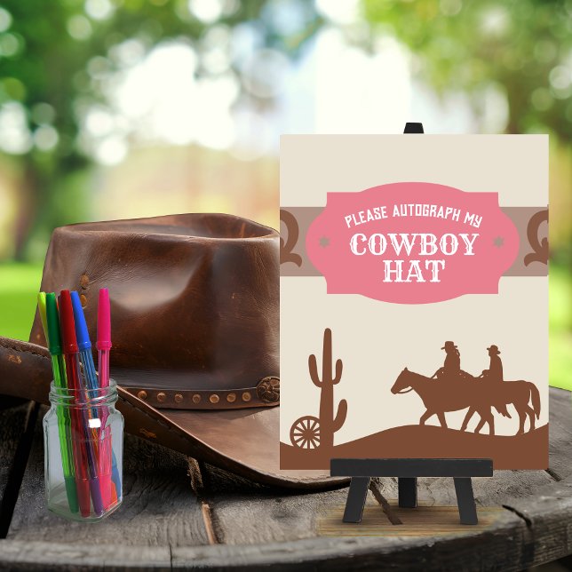 Western Party Pink "Autograph my Cowboy Hat" Sign (Creator Uploaded)