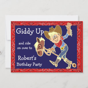 Western Party Rodeo Stick Horse Cowboy Invitation
