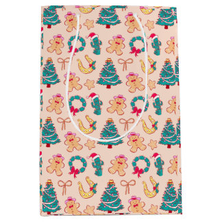 Western Pastel Cowboy Christmas Gift Medium Gift Bag