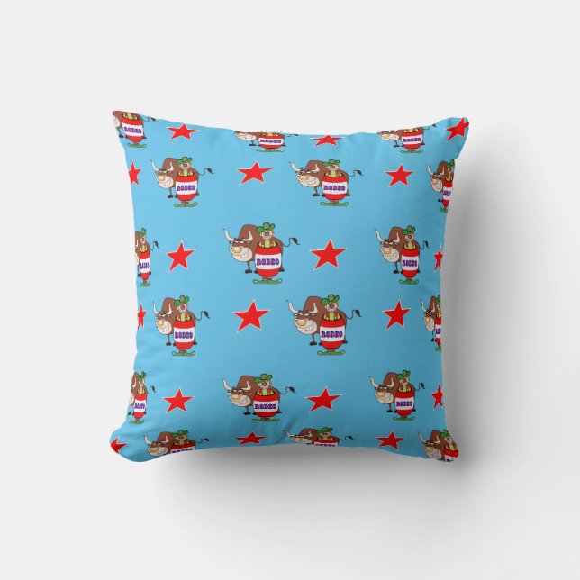 Western  Pillow Rodeo Clown And Bull Personalise (Front)