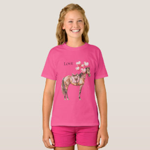 Western Pink Balloons Horse  T-Shirt