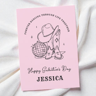 Western Pink Bff Script Happy Galentine's Day Holiday Card