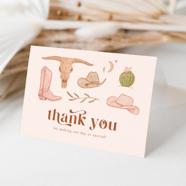 Western Pink Bridal Shower Thank You Card (Creator Uploaded)