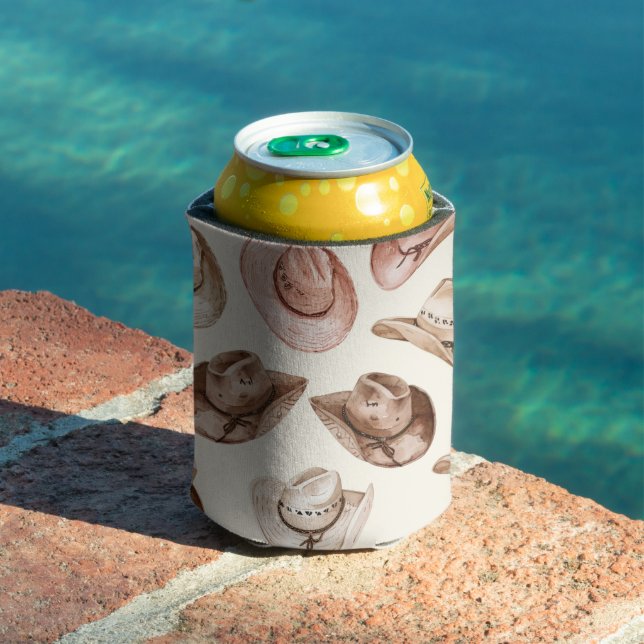 Western Pink Brown Cowgirl Hats   Can Cooler (In Situ Pool)