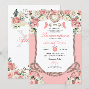 Western Pink Charro Cowgirl Quinceañera Invitation