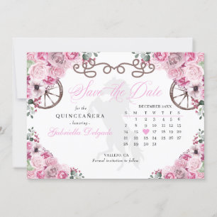 Western Pink Charro Quinceañera Save The Date Invitation