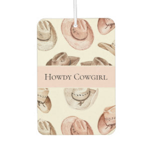Western Pink Cream Cowgirl Hats Howdy Car Air Freshener