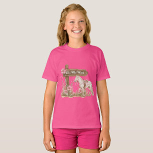 Western Pink Floral Wild West Horse  T-Shirt