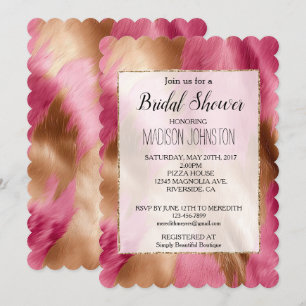 Western Pink Glam Gold Cowgirl Cowhide Invitation