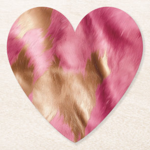 Western Pink Gold Brown Cowgirl Cowhide Paper Coaster