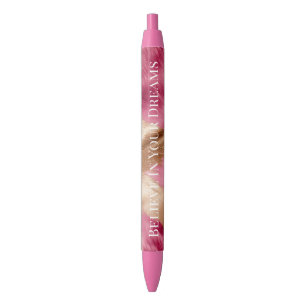 Western Pink Gold Cowgirl Cowhide Black Ink Pen