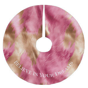 Western Pink Gold Cowgirl Cowhide Brushed Polyester Tree Skirt