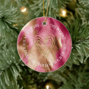 Western Pink Gold Cowgirl Cowhide Ceramic Tree Decoration