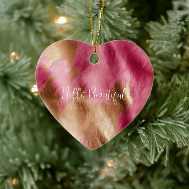 Western Pink Gold Cowgirl Cowhide  Ceramic Tree Decoration (Tree)