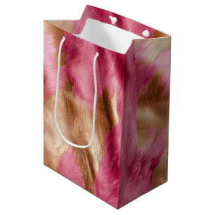 Western Pink Gold Cowgirl Cowhide Medium Gift Bag