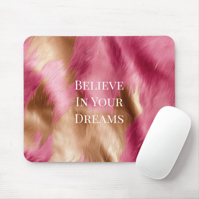 Western Pink Gold Cowgirl Cowhide Mouse Mat (With Mouse)