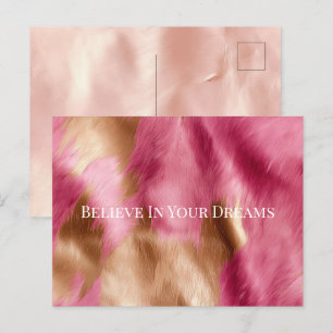 Western Pink Gold Cowgirl Cowhide Postcard