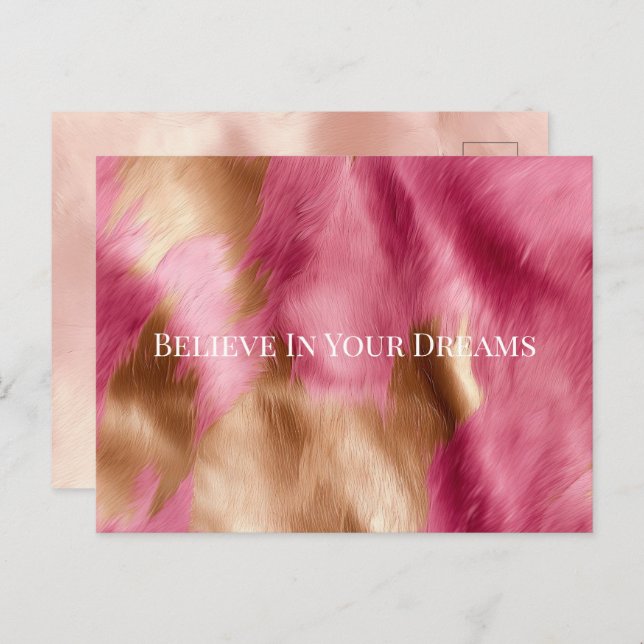 Western Pink Gold Cowgirl Cowhide Postcard (Front/Back)