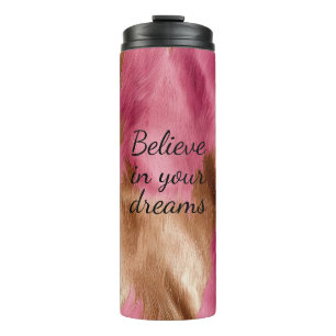 Western Pink Gold Cowgirl Cowhide Thermal Tumbler