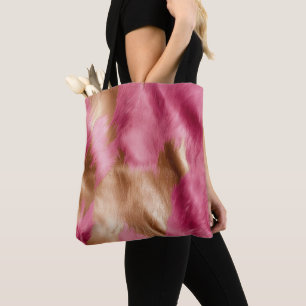 Western Pink Gold Cowgirl Cowhide Tote Bag