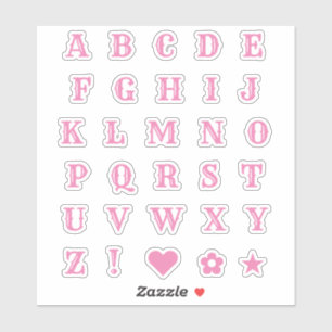 Western Pink Letters Monogram Alphabet Stickers