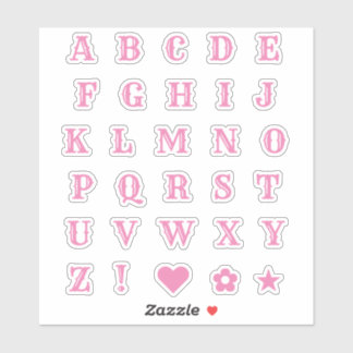 Western Pink Letters | Monogram Alphabet Stickers