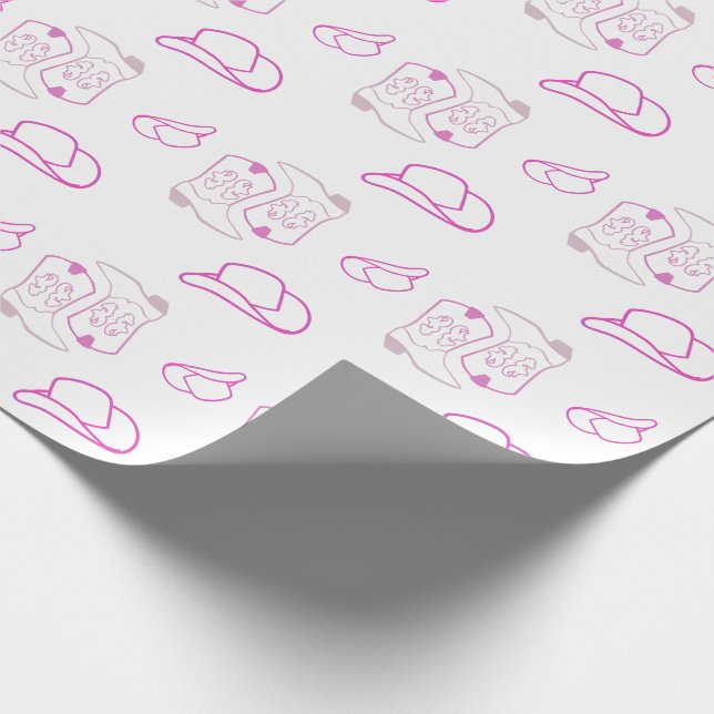 Western Pink Rancher Cowgirl Hat Boots Wrapping Paper (Corner)