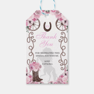Western Pink Ranchero Quinceanera Gift Tags