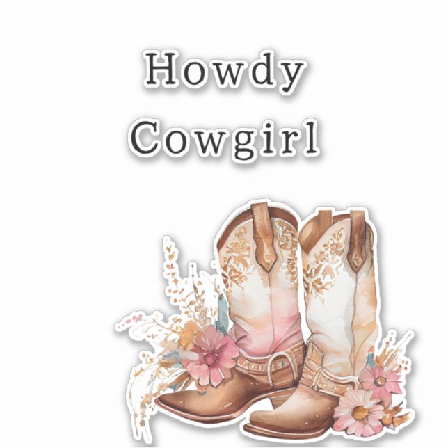 Western Pink Tan Floral Cowgirl Boots (Front)